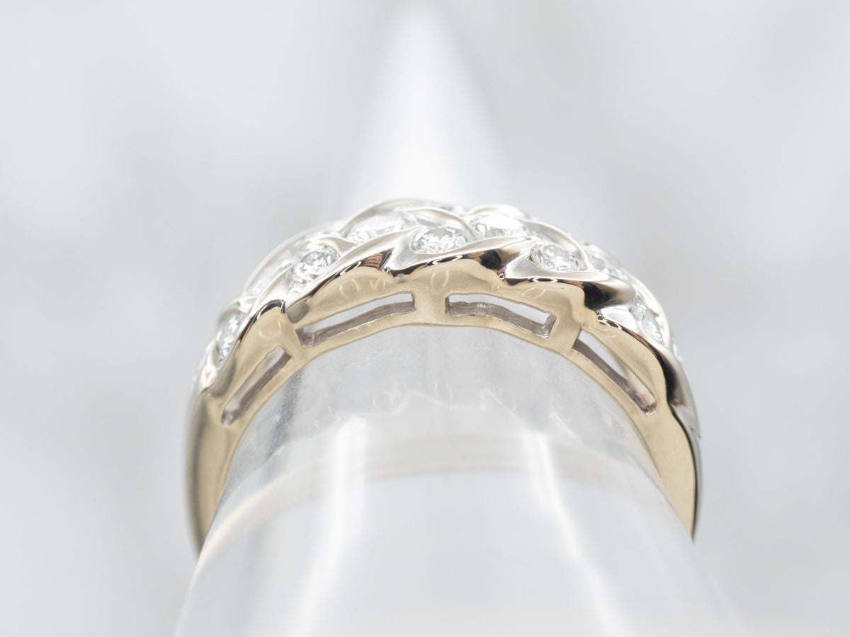 Braided 18-Karat White Gold Diamond Band