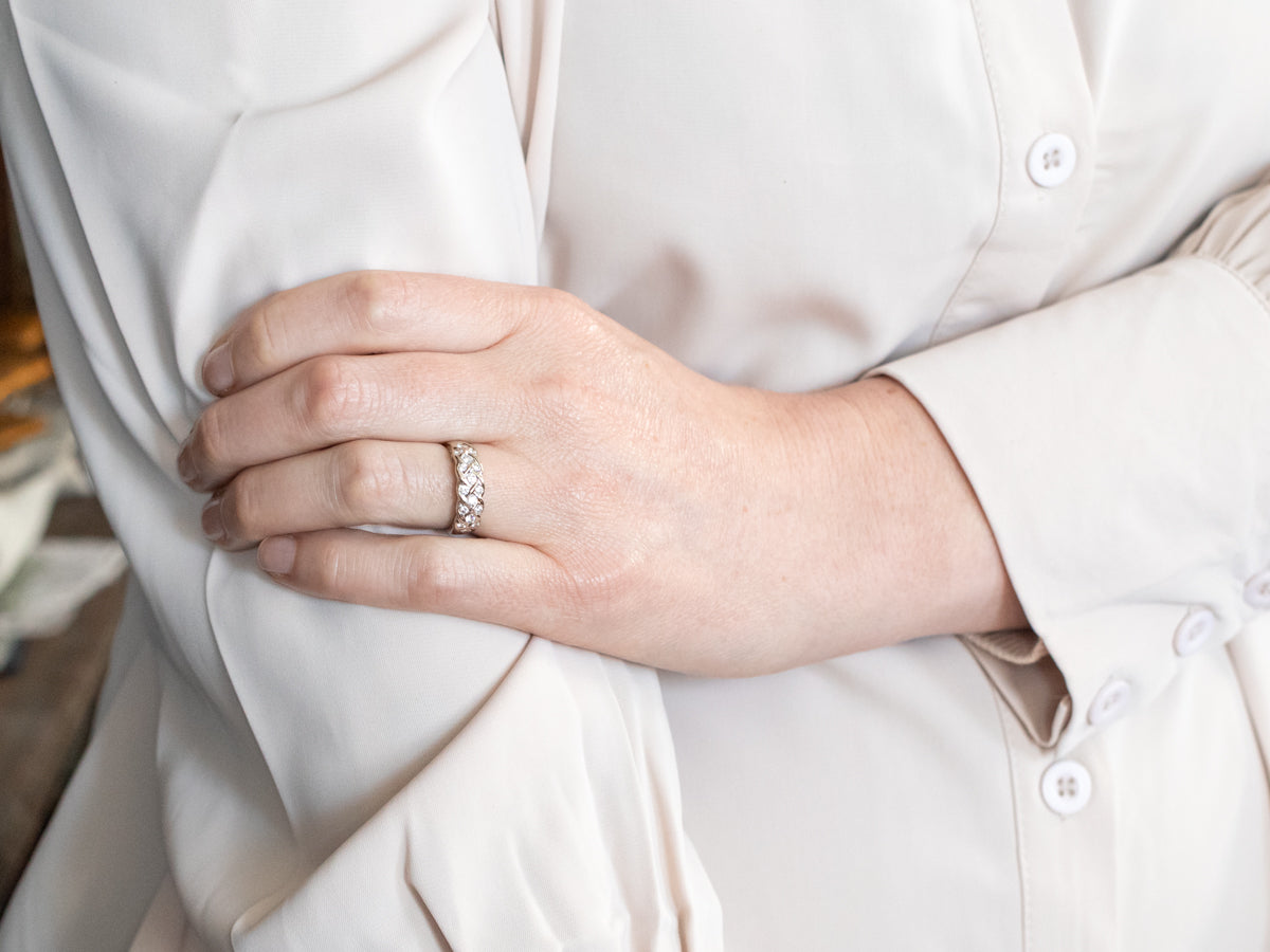 Braided 18-Karat White Gold Diamond Band