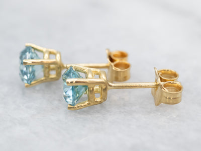 Blue Zircon 18-Karat Gold Stud Earrings