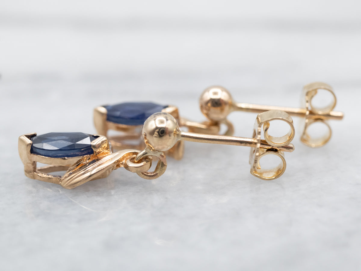 Marquise Sapphire and Diamond Drop Earrings