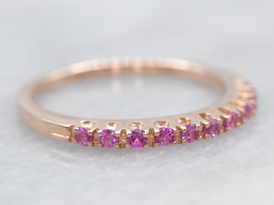 Rose Gold Pink Sapphire Band