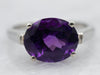 East-West Set Amethyst Solitaire Ring