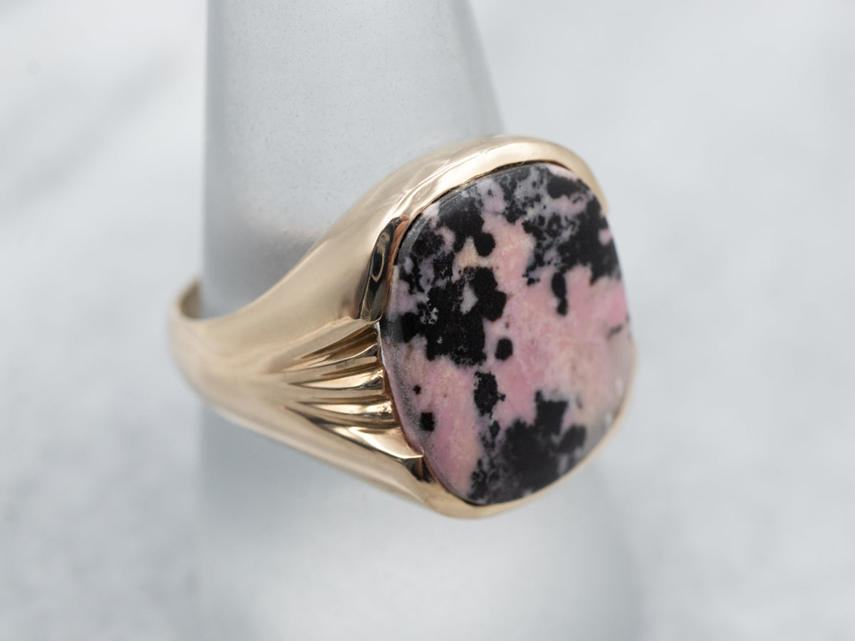 Pretty Gold Rhodonite Cocktail Ring
