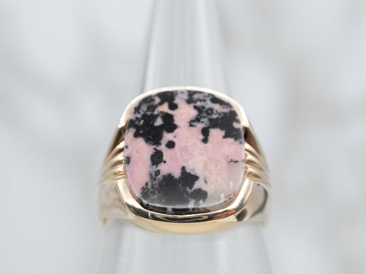 Pretty Gold Rhodonite Cocktail Ring