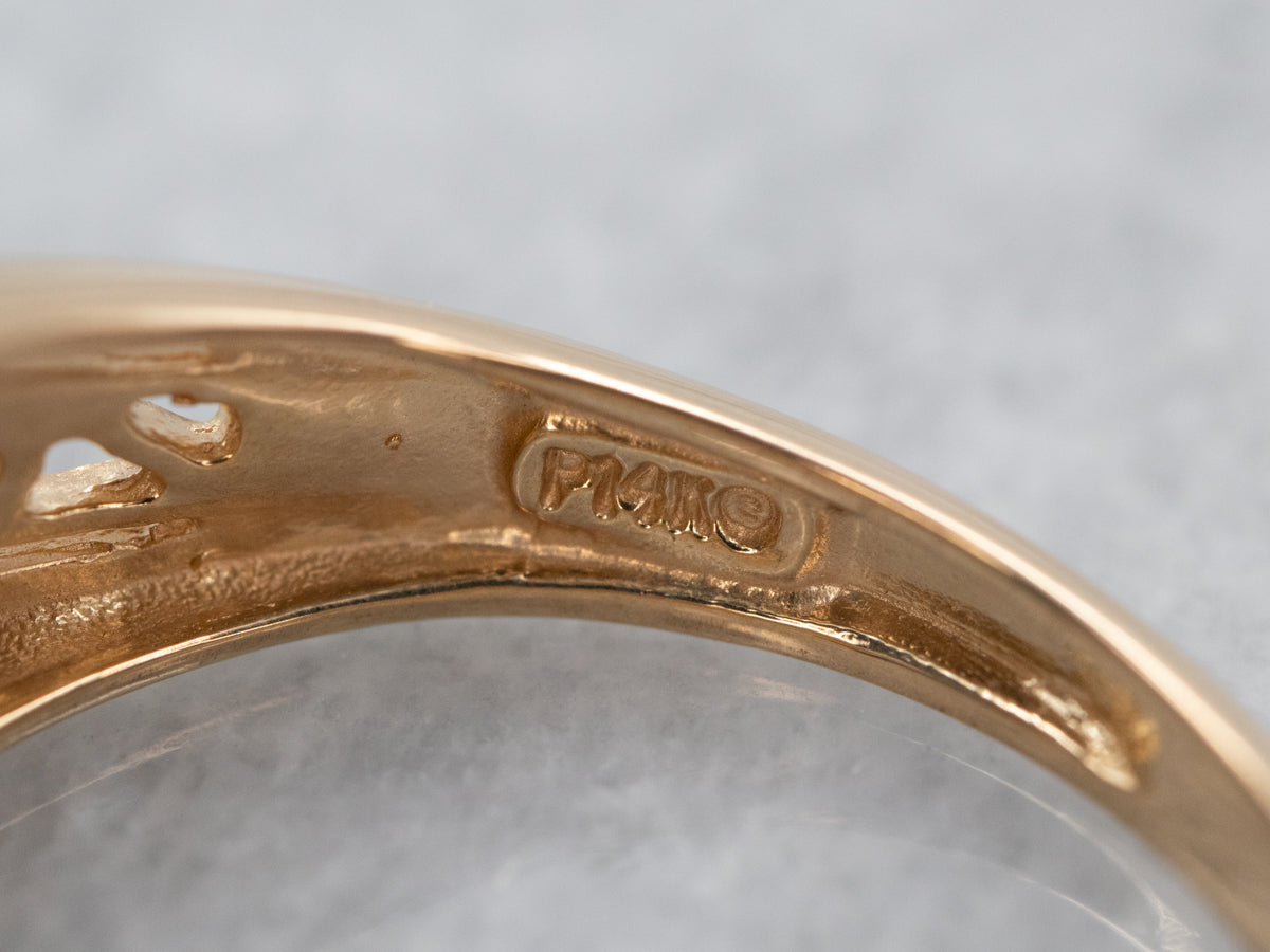 Yellow Gold Blue Zircon Solitaire Ring with Filigree Shoulders