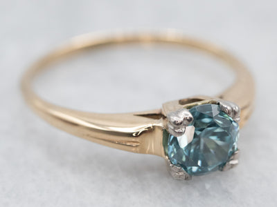 Stylish Two Tone Blue Zircon Solitaire Ring