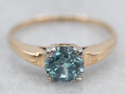 Stylish Two Tone Blue Zircon Solitaire Ring