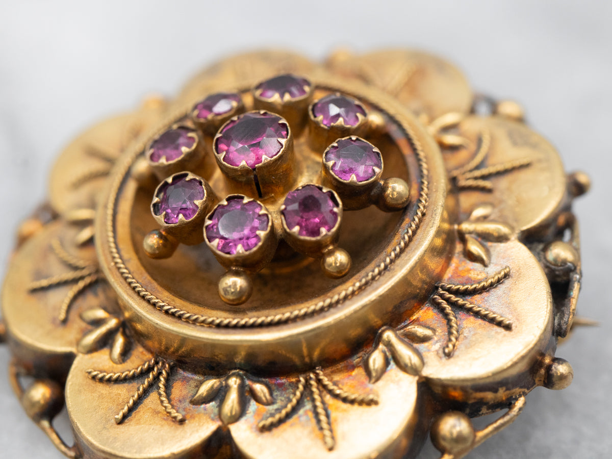 Antique Gold Georgian Era Ruby Doublet Brooch