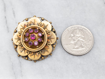 Antique Gold Georgian Era Ruby Doublet Brooch