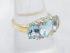 Blue Topaz Three Stone Ring with Diamond Accents