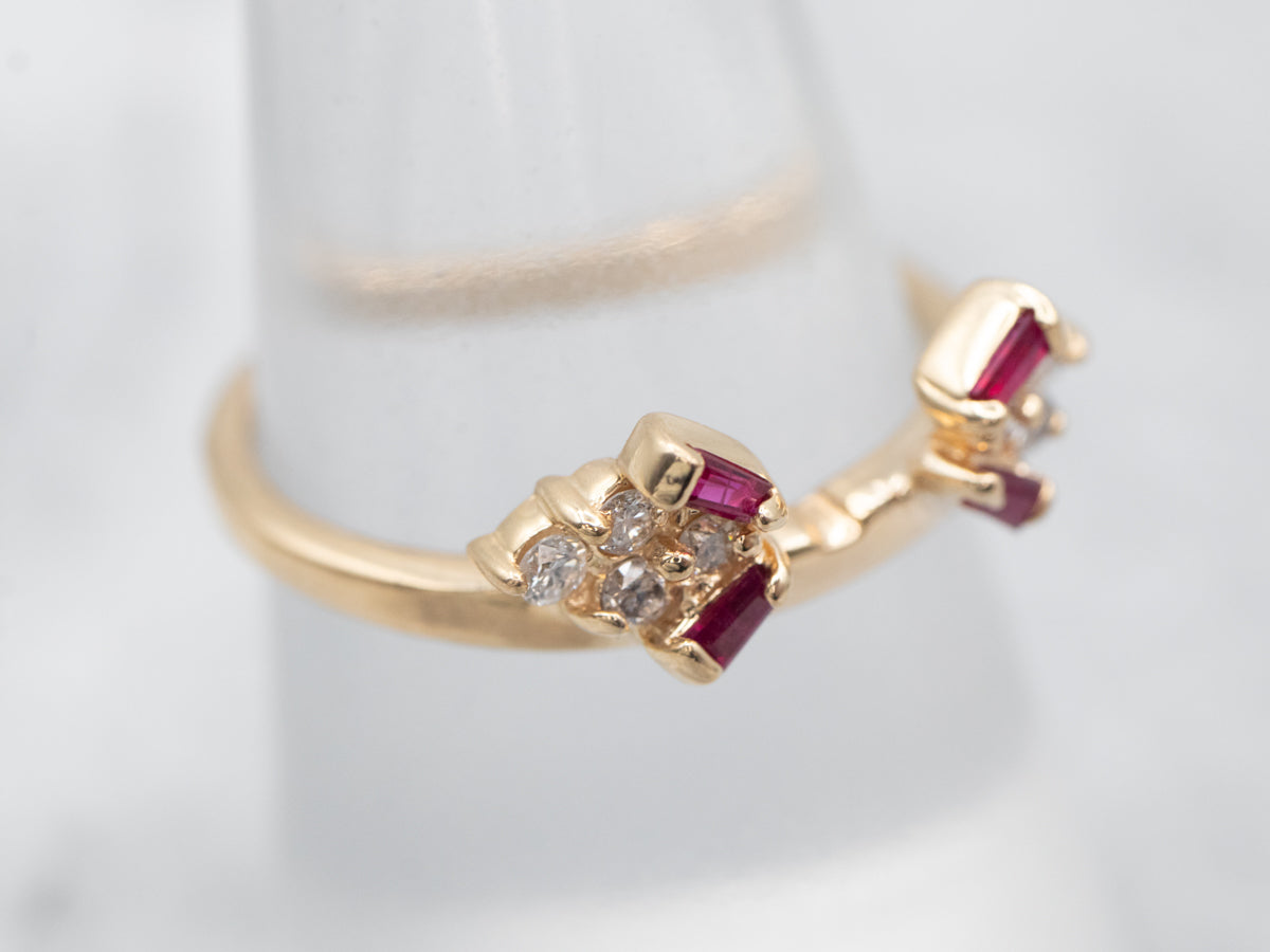 Yellow Gold Ruby and Diamond Enhancer Band