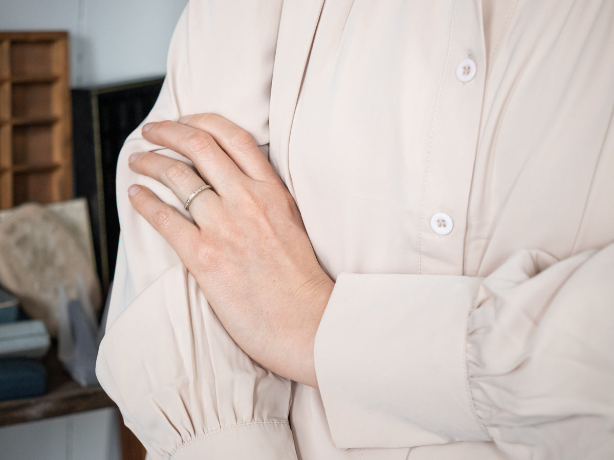 Thin Pave Set Diamond Wedding Band