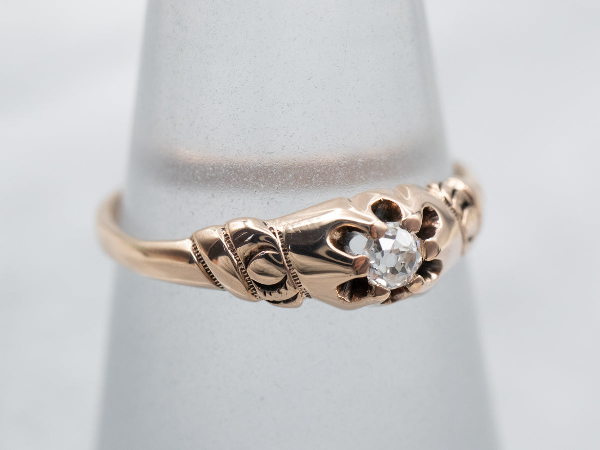 Victorian Old Mine Cut Diamond Buttercup Engagement Ring