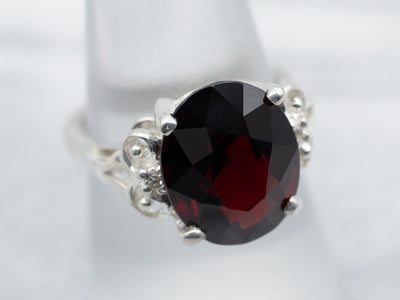 Sterling Silver Garnet Ring with Diamond Accents