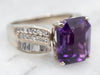 Amethyst and Diamond White Gold Cocktail Ring