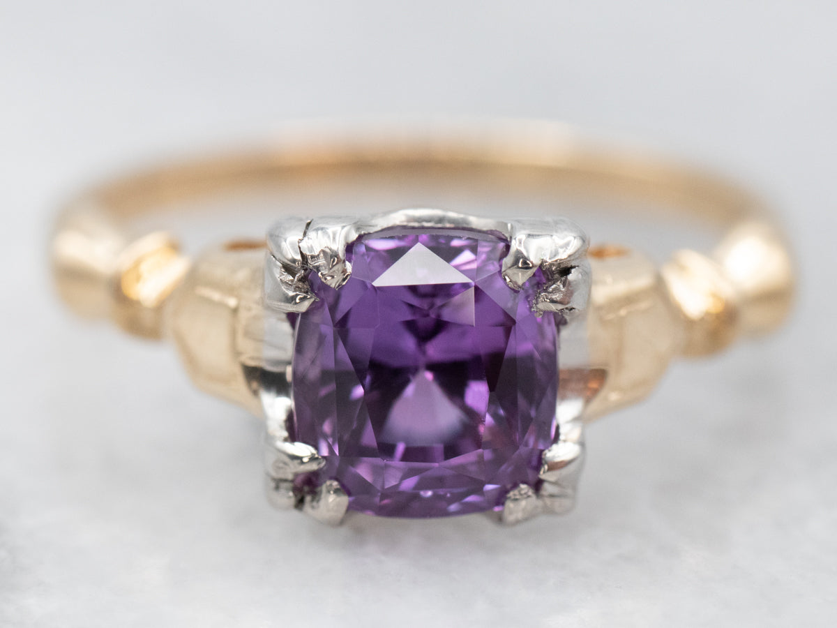 Retro Era Purple Sapphire Solitaire Ring
