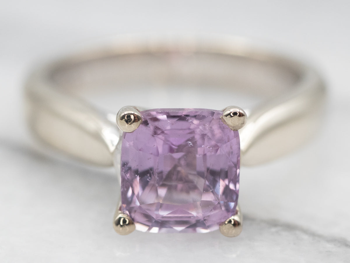 White Gold Pink Sapphire Solitaire Ring