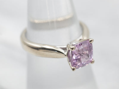 White Gold Pink Sapphire Solitaire Ring
