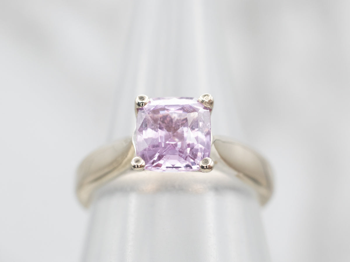 White Gold Pink Sapphire Solitaire Ring