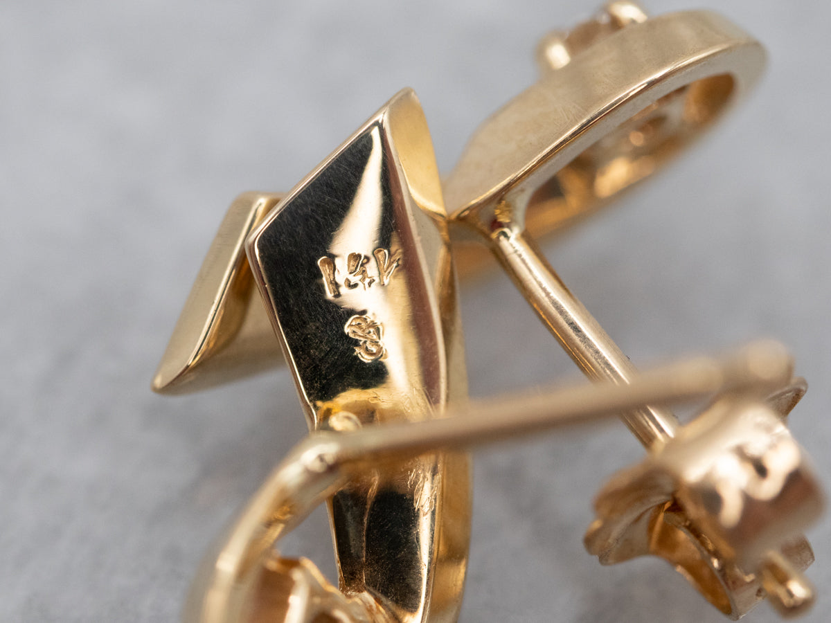 Pretty Diamond Ribbon Stud Earrings