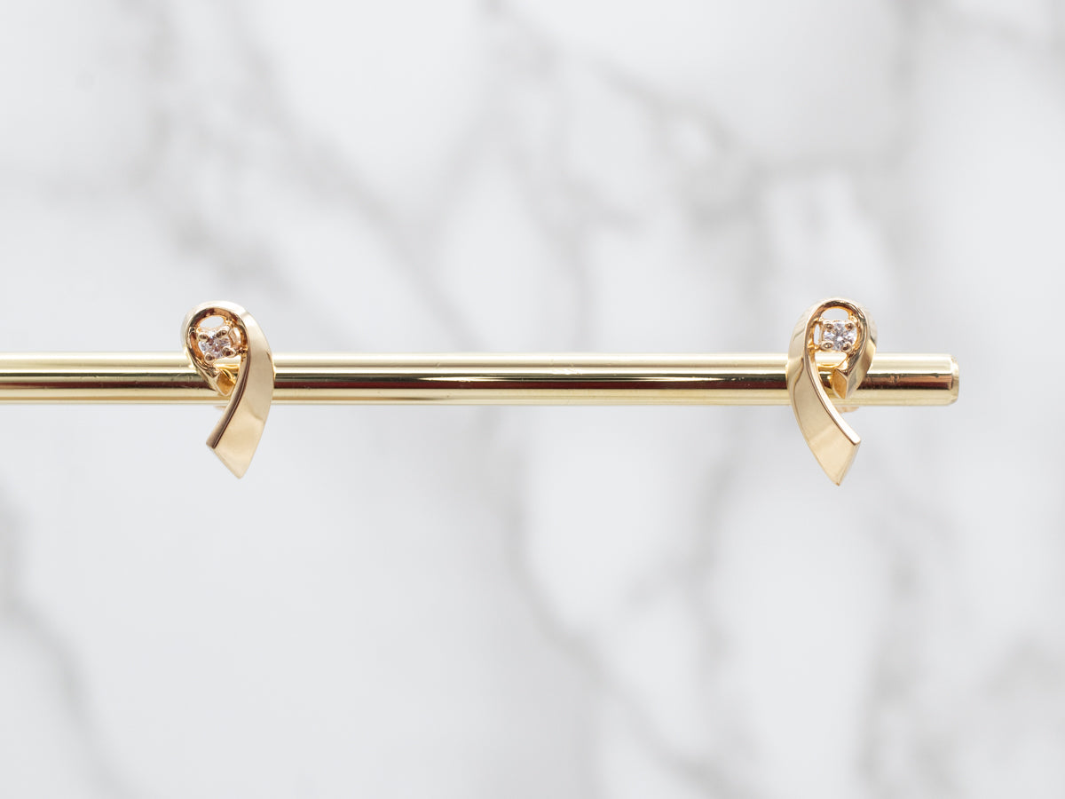 Pretty Diamond Ribbon Stud Earrings