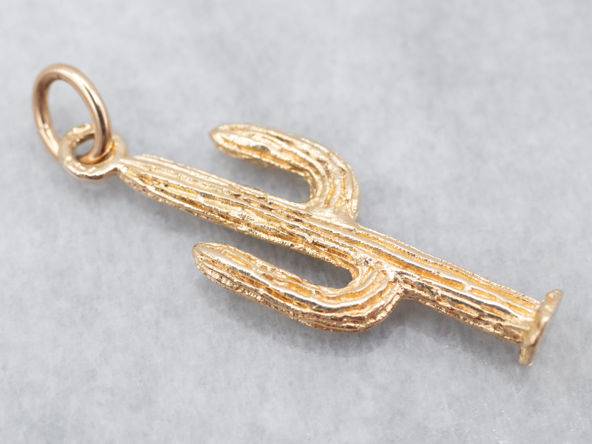 Yellow Gold Saguaro Cactus Pendant