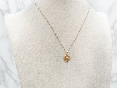 Bloomed Gold Pearl Solitaire Pendant