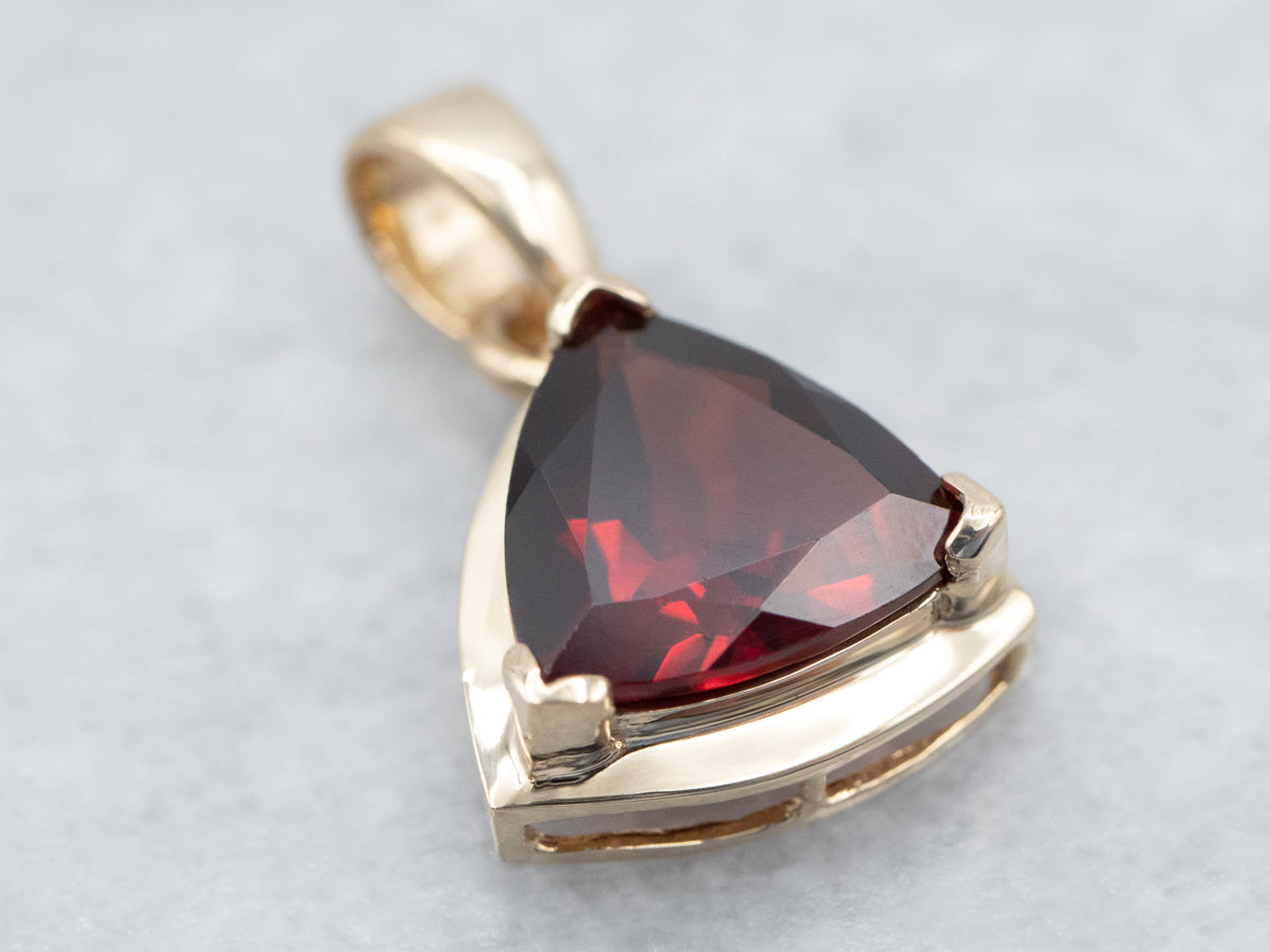 Trillion Cut Garnet Solitaire Pendant