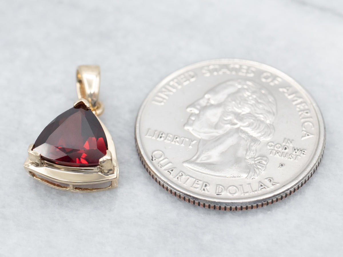 Trillion Cut Garnet Solitaire Pendant