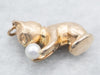 Kitty Cat Gold and Pearl Charm Pendant