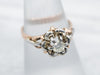 Two Tone Gold Diamond Flower Engagement Ring