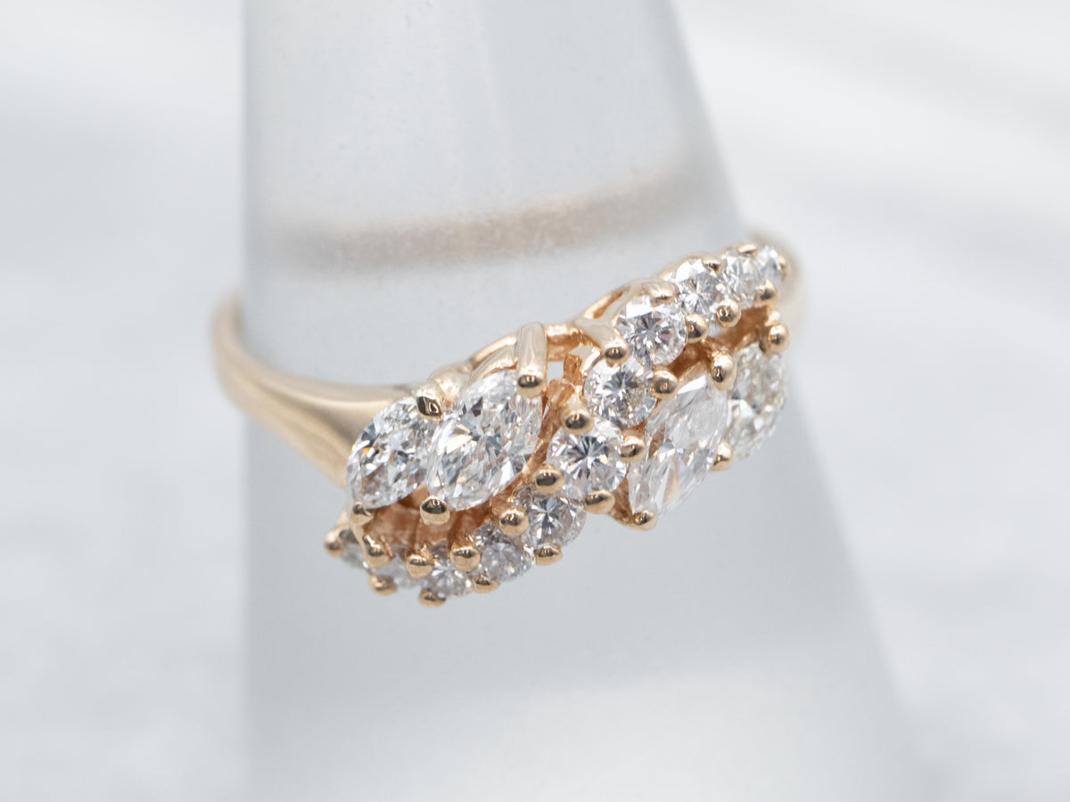 Marquise and Round Cut Diamond Band