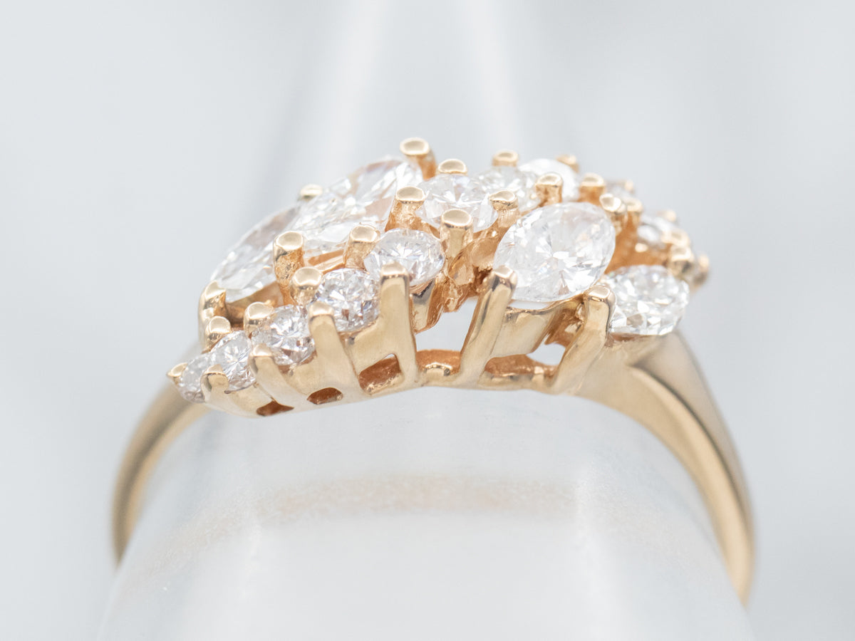 Marquise and Round Cut Diamond Band