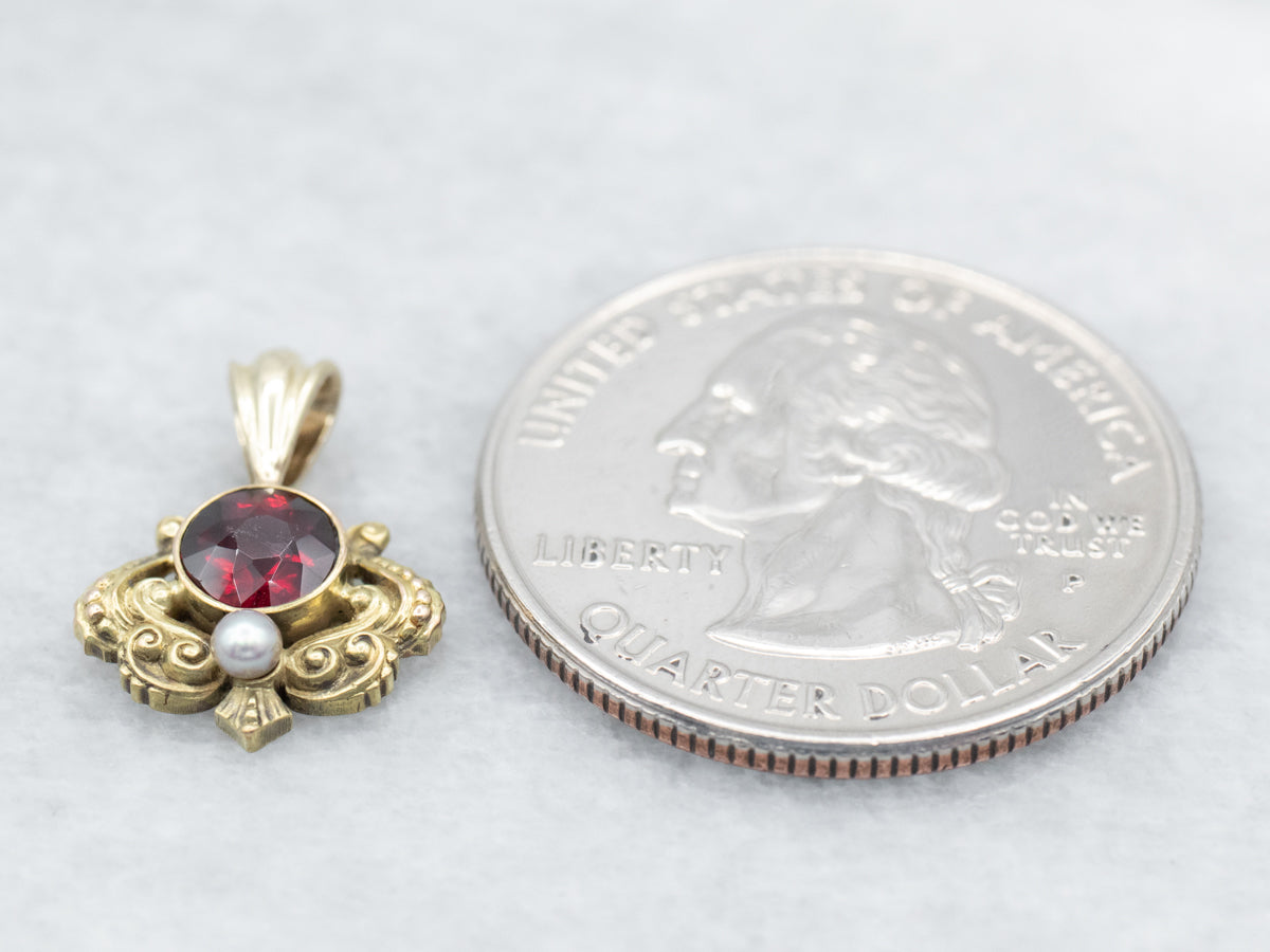 Antique Garnet and Seed Pearl Pendant