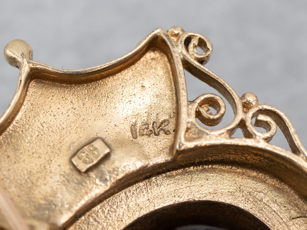 Smoky Quartz and Seed Pearl Brooch or Pendant