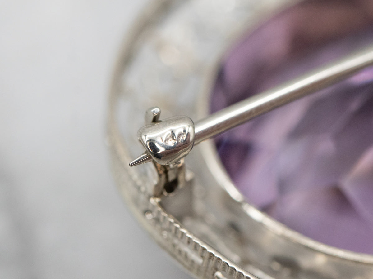 Sparkling Amethyst Filigree Brooch