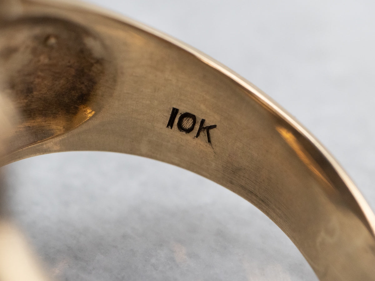 Simple Gold Tiger's Eye Cocktail Ring