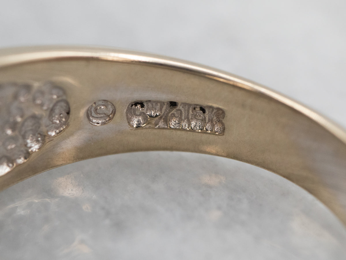 Glittering Two Tone Double Row Diamond Wedding Band