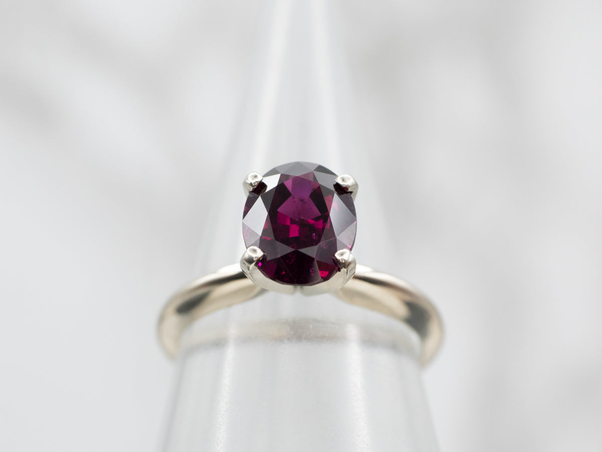 Simply Stunning Solitaire Rhodolite Garnet Ring