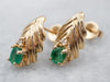 Vibrant Emerald Stud Earrings with Diamond Accents