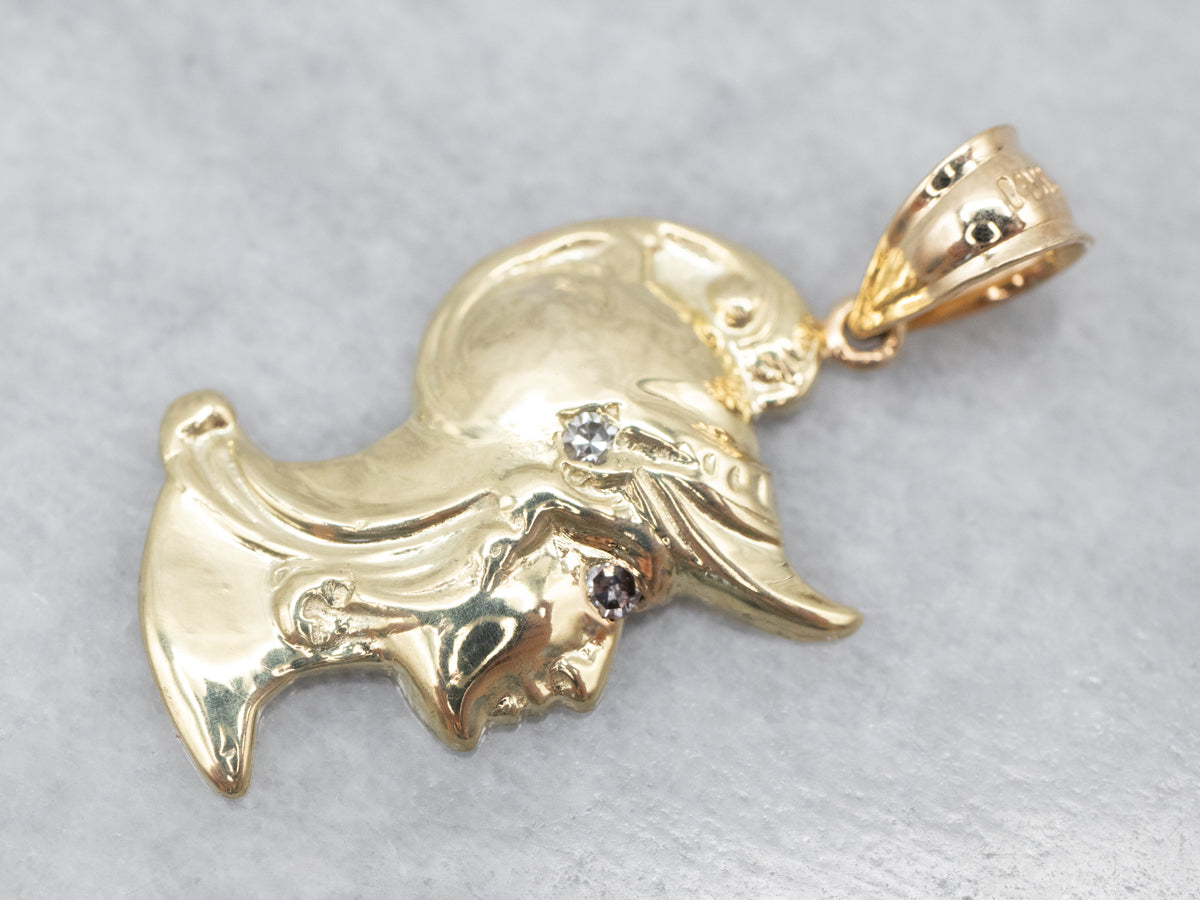 Yellow Gold Soldier Pendant with Diamond Accents