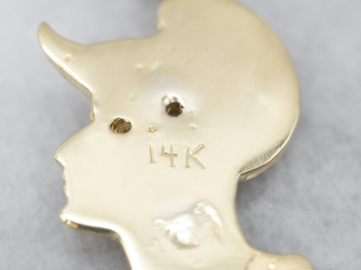 Yellow Gold Soldier Pendant with Diamond Accents