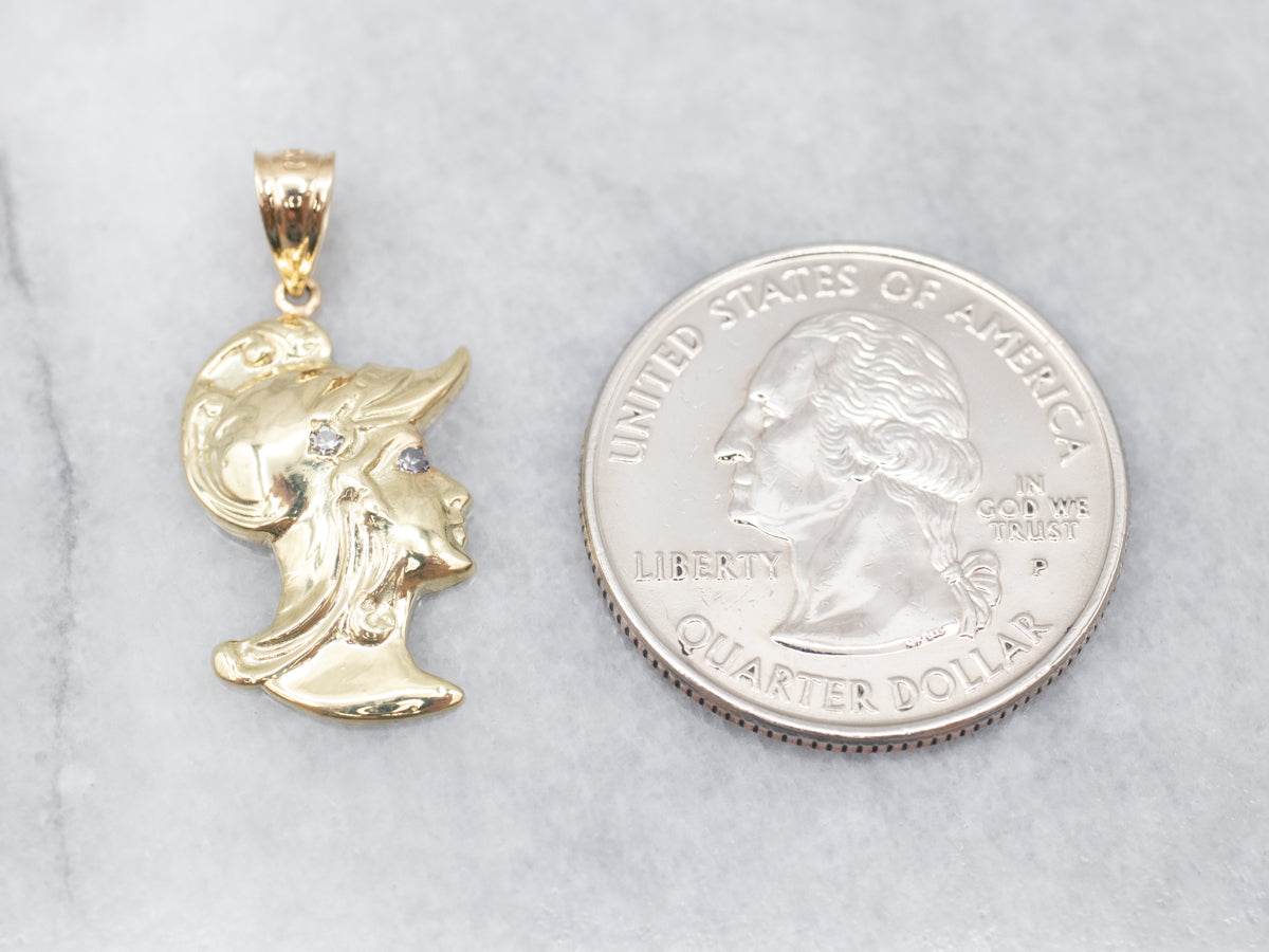 Yellow Gold Soldier Pendant with Diamond Accents