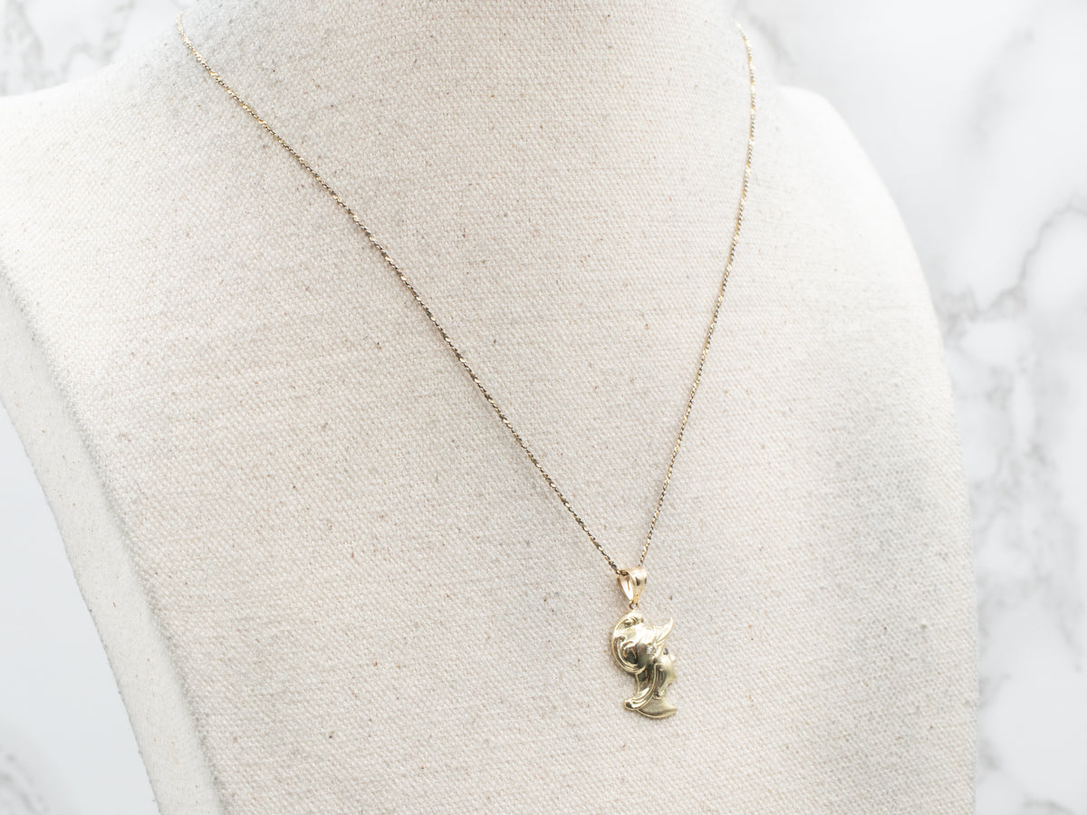 Yellow Gold Soldier Pendant with Diamond Accents