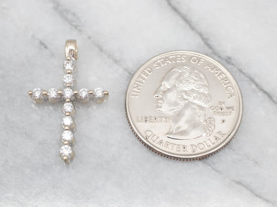 Twinkling White Gold Diamond Cross Pendant