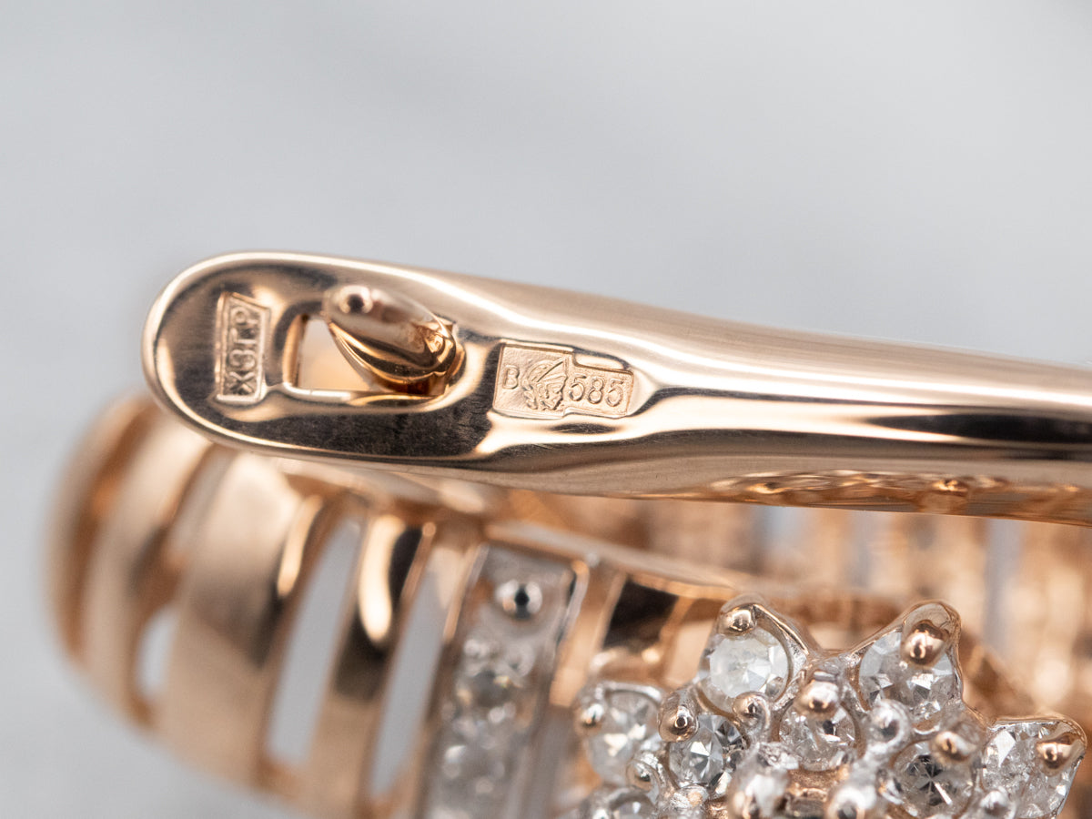 Rose Gold Diamond Cluster Drop Earrings