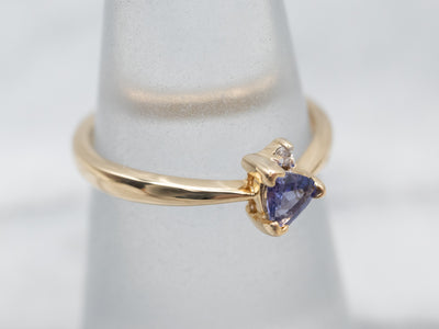 Yellow Gold Tanzanite Ring with Diamond Accent
