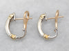 Modern Two Tone Gold Diamond Drop Earrings