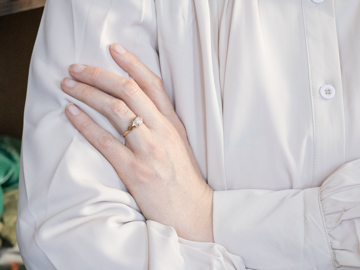 Vintage European Cut Diamond Engagement Ring