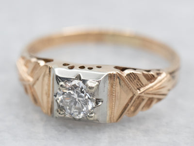 1930's Two Tone Gold Diamond Engagement Ring